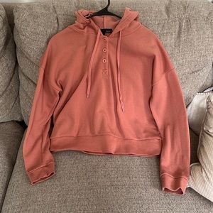 Coral hoodie with buttons (lightly worn)